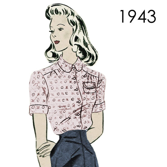 1943 Blouse.   Bust 100 cm (39.4")